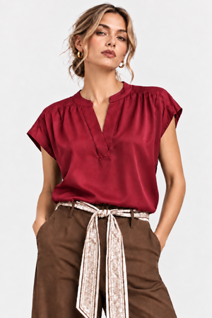 The Vivienne Silky Split-Neck Blouse