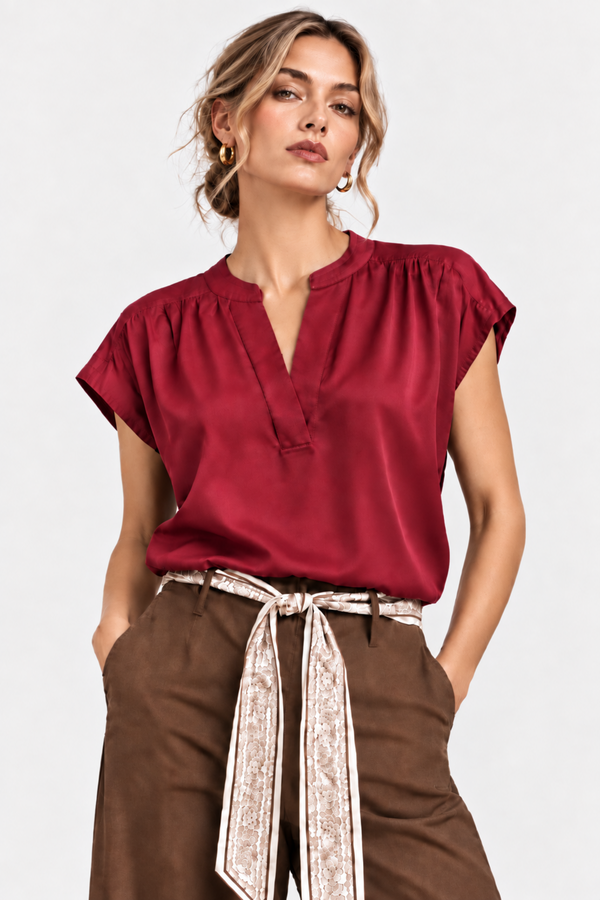The Vivienne Silky Split-Neck Blouse