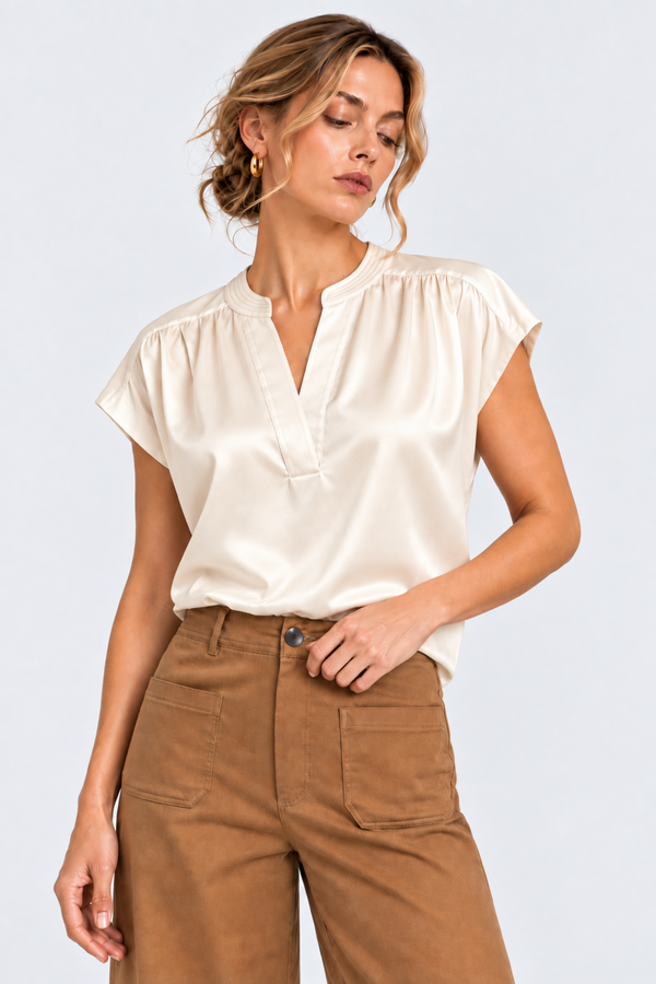 The Vivienne Silky Split-Neck Blouse