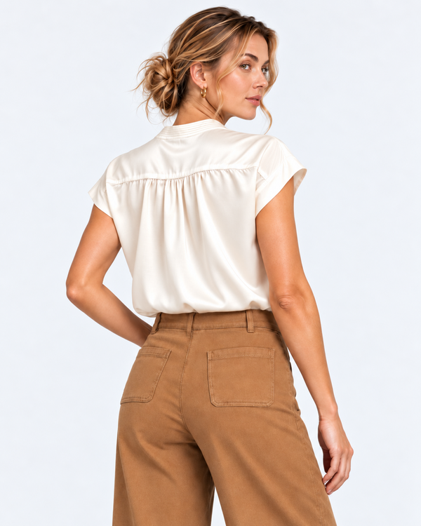 The Vivienne Silky Split-Neck Blouse