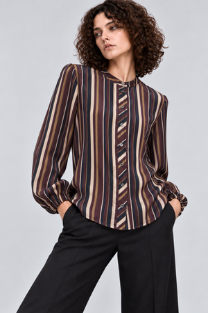 The Sabine Silky Lurex Stripe Blouse