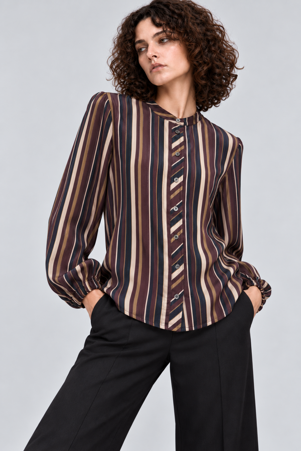 The Sabine Silky Lurex Stripe Blouse