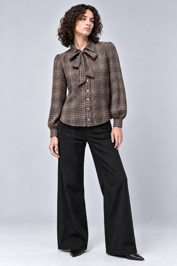 The Margot Plaid Scarf-Tie Blouse