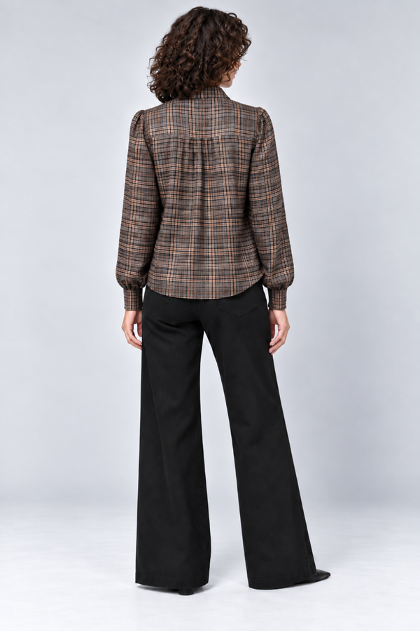 The Margot Plaid Scarf-Tie Blouse