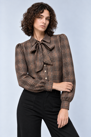The Margot Plaid Scarf-Tie Blouse