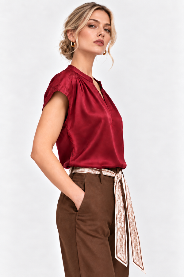 The Vivienne Silky Split-Neck Blouse
