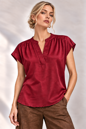 The Vivienne Silky Split-Neck Blouse