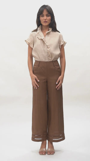 The Sienna Linen Ruffle Shirt