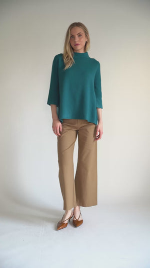 Mock Neck Pull Over Sweater with Bell Sleeve