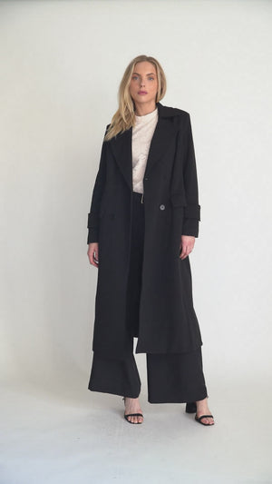 Classic Black Double-Breasted Long Coat (Grand Opening Special) 25% off calculated at checkout while it lasts